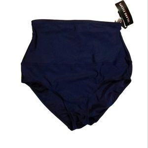 island escape women's high wasted Bikini bottoms navy 6 NWT